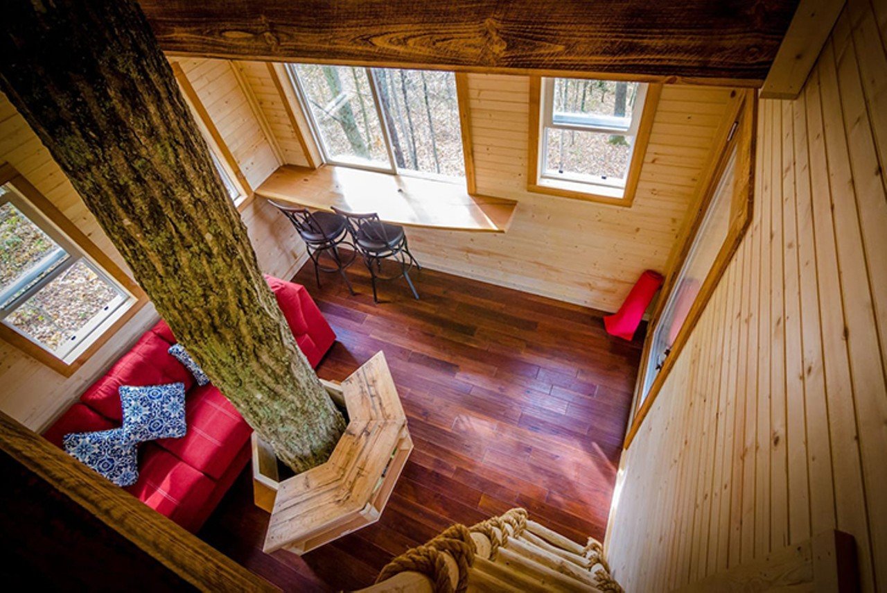 Aliyah Treehouse
Germantown, KY
Entire Home | Starting at $282/night | Host 6 Guests
&#147;A whimsical magical treehouse! A red oak resides in the living room! Sleeps a total of 4 adults and 2 kids. A magical bridge connects to the snuggle palace bedroom 30 feet off ground. A fire pit that will light up the entire place. There are artistic details in each corner. Hike, play games. Cook a full meal in a stocked kitchenette.&#148;