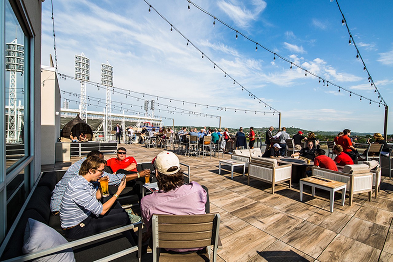 AC Upper Deck
135 Joe Nuxhall Way, Downtown
On top of Cincinnati's AC Hotel at the Banks, the Upper Deck boasts excellent views of the riverfront and Great American Ball Park. Lounge under string lights while gorging on loaded nachos and sipping a local craft beer or craft cocktail.
Photo: Hailey Bollinger