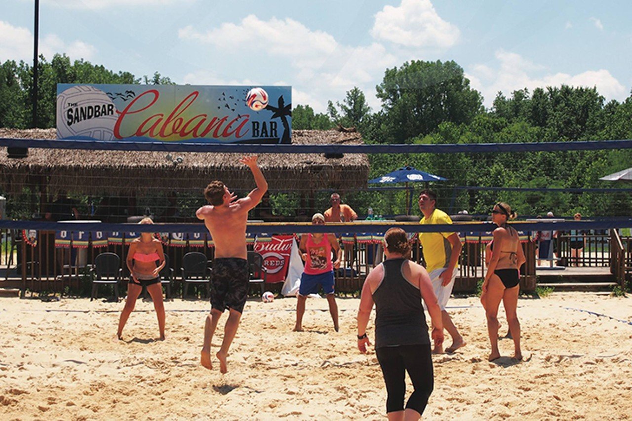 The Sandbar
4855 Kellogg Ave., California, Ohio
It&#146;s a day at the beach, with seven volleyball courts and a view of the river. They feature live music throughout the summer and volleyball leagues go through the fall. Tap into your inner river lover with the Ohio River Mudslide: bourbon, Bailey&#146;s and half and half on the rocks. Feel free to bring Fido with you as The Sandbar is dog-friendly. 
Photo via Facebook.com/SandBarCincy