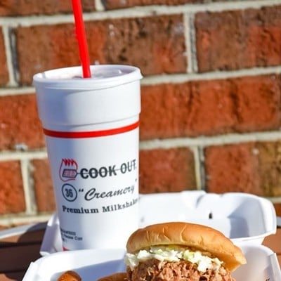 Cook OutFounded in Greensboro, in 1989, Cook Out was a chain that operated only in North Carolina until 2010 when it expanded into South Carolina. And in the last 12 years, it’s grown considerably and now has locations throughout the southern United States, including in nearby Lexington. Cook Out prides itself on its char-grilled hamburgers and chicken sandwiches, which you can get in a range of “styles,” like the Cook Out Style burger, which comes with homemade chili, slaw, mustard and onion or the Cajun Style chicken sandwich, which comes with Cajun seasoning, Texas Pete hot sauce, lettuce tomato and mayo. Cook Out’s menu also includes hot dogs, hush puppies, BBQ sandwiches and plates and more. You can also do a Tray, or a combo, and get an entree, two sides and a drink. And we need to take a second to talk about their shake menu: Their list comes with nearly 40 flavors with everything from your classic vanilla or banana to five different kinds of cheesecake flavors, red cherry and pineapple.