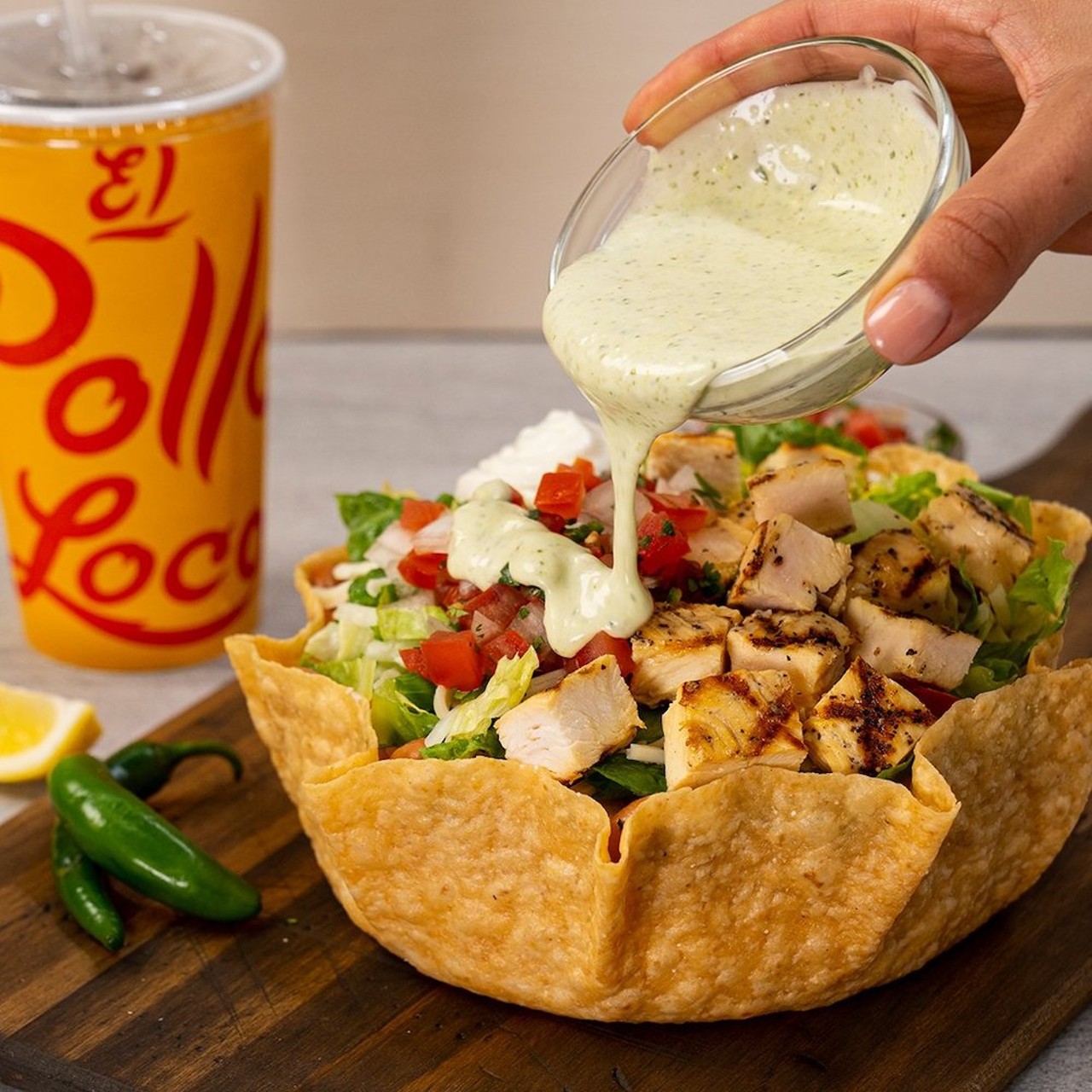 El Pollo Loco
El Pollo Loco offers Mexican-style meals like burritos, tacos, bowls and tostada salads centered around their famous fire-grilled chicken and handmade guacamoles and salsas. They also offer entrees featuring pieces of their bone-in chicken served with rice, beans and tortillas. On the side, you can get the Loco Side Salad or more traditional southern styles like broccoli, macaroni & cheese, mashed potatoes and gravy or coleslaw.