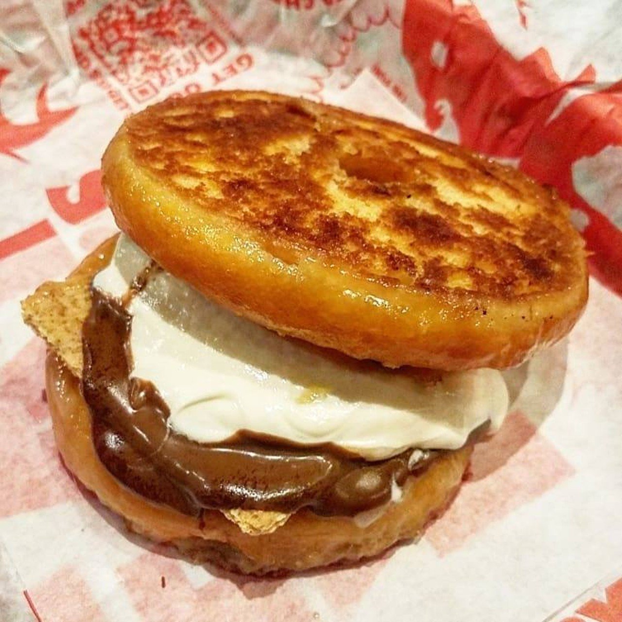 Tom & Chee
Multiple locations including 125 E. Court St., Downtown
Tom & Chee is a well-loved grilled cheese staple, but one of its most indulgent items from the chain is on its dessert menu. Their famous Grilled Chee Donut is a classic glazed donut that has been grilled and stuffed with mild cheddar cheese, offering the perfect combination of sweet and savory in one bite.