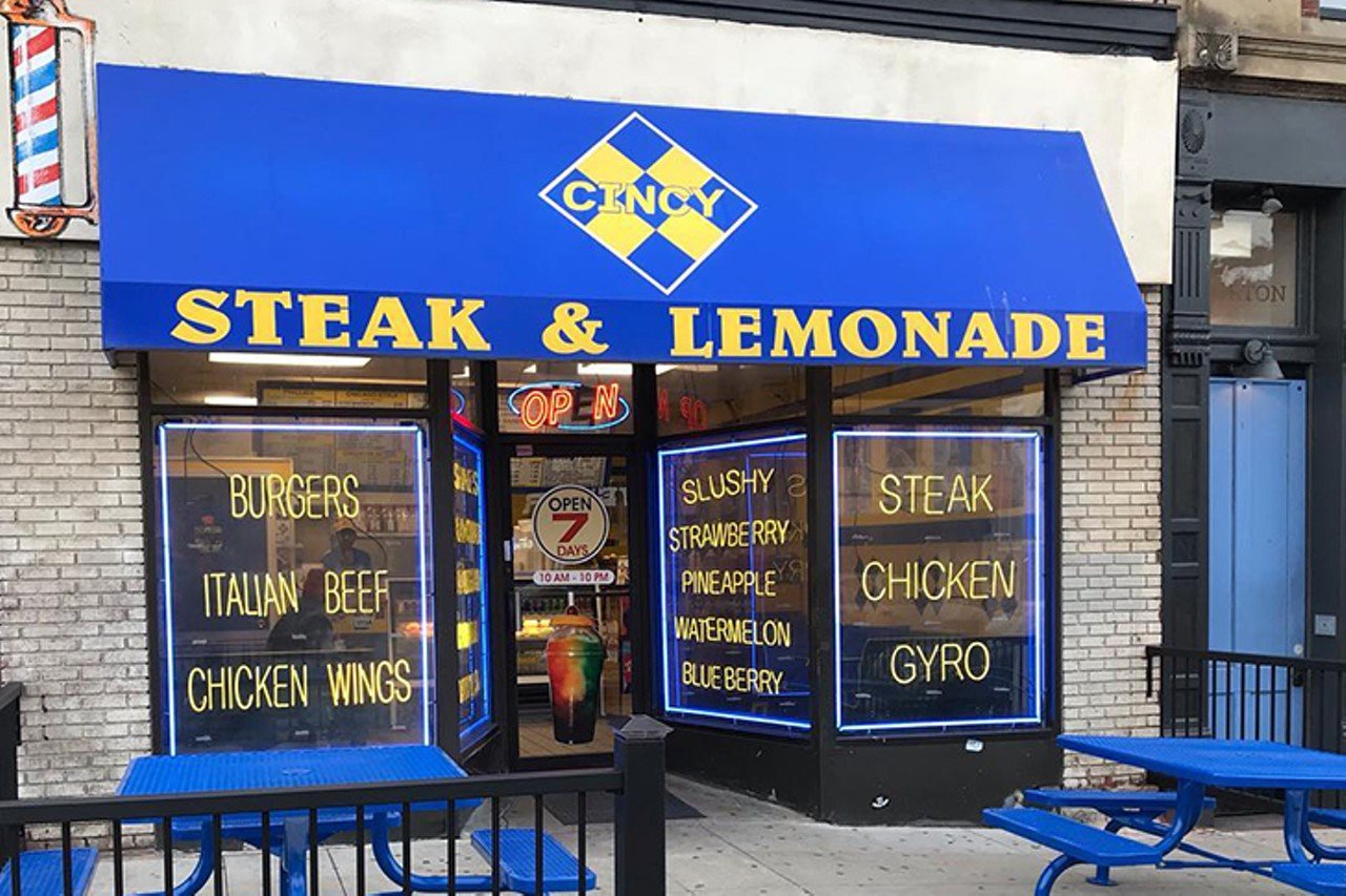 Steak & Lemonade
2607 Vine St., Clifton
Cincy Steak and Lemonade is the place to get the most bang for your buck. You can get a gyro, cheeseburger, fries and a plenty of delicious blended drinks on the cheap. Try their super colorful lemonades, with flavors ranging from rainbow to blue raspberry, and pina colada.