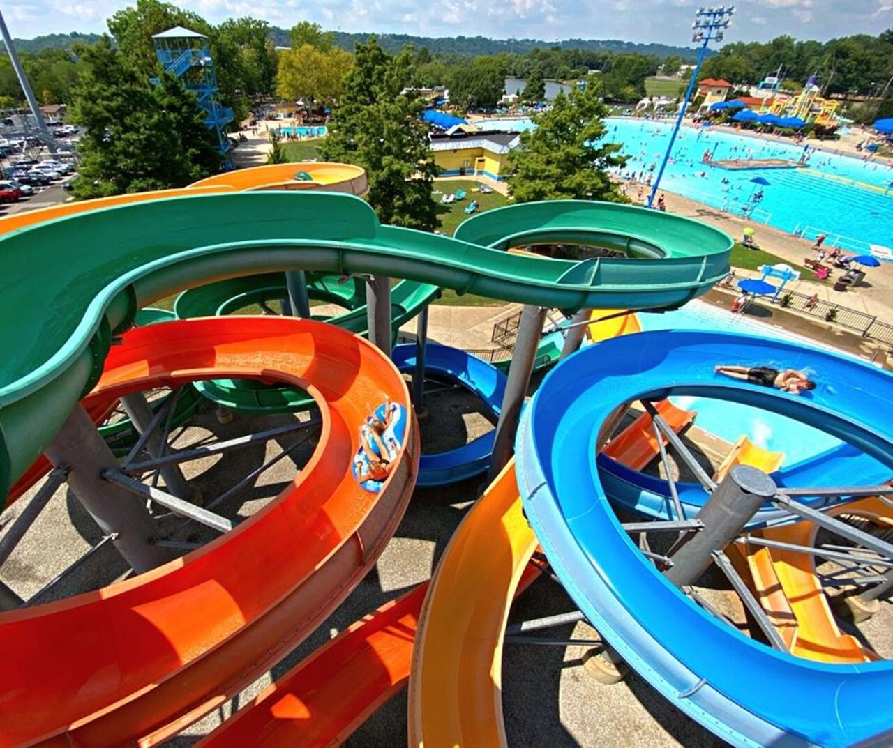 Make a Splash at Coney Island (CLOSED)
6201 Kellogg Ave., Anderson Township
At Coney Island, you can take a dip in Sunlite Pool, zip down the numerous waterslides or compete against friends and family in the Challenge Zone – the largest Aquaglide pool obstacle course in the country. There’s also tons of fun to be in Action Alley, which features a giant, inflatable obstacle course, inflatable axe-throwing and arts and crafts. You can also challenge each other on the mini-golf course or take a leisurely glide around Lake Como in the Storybook Paddle Boats.