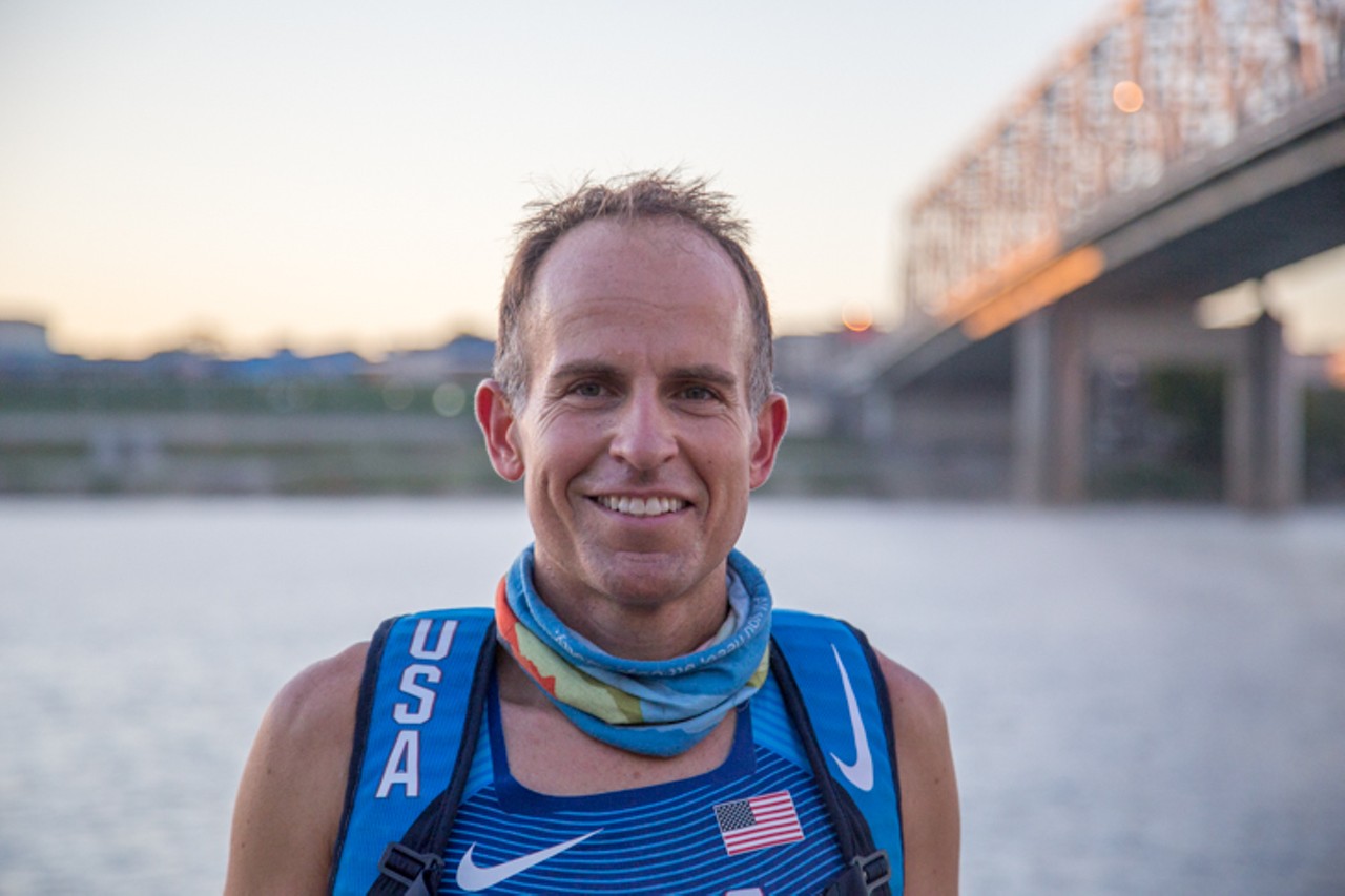 As part of his training, Cincinnati teacher and elite ultramarathoner Harvey Lewis runs to work each day.