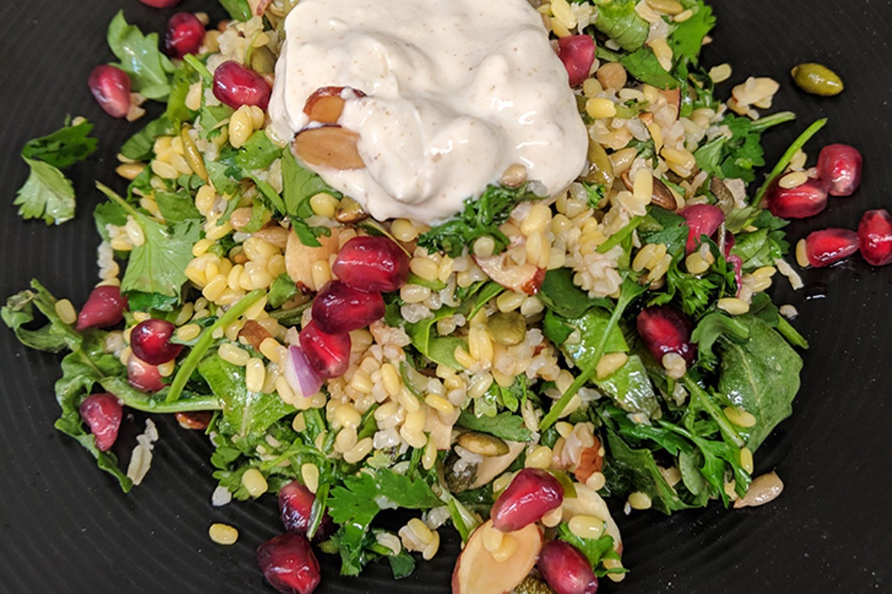Muse
Cyprus grain salad with millet, lentils, pumpkin seeds, slivered almonds, capers, sunflower seeds, currants, arugula, red wine vinaigrette and vegan yogurt
Photo: Provided by Muse