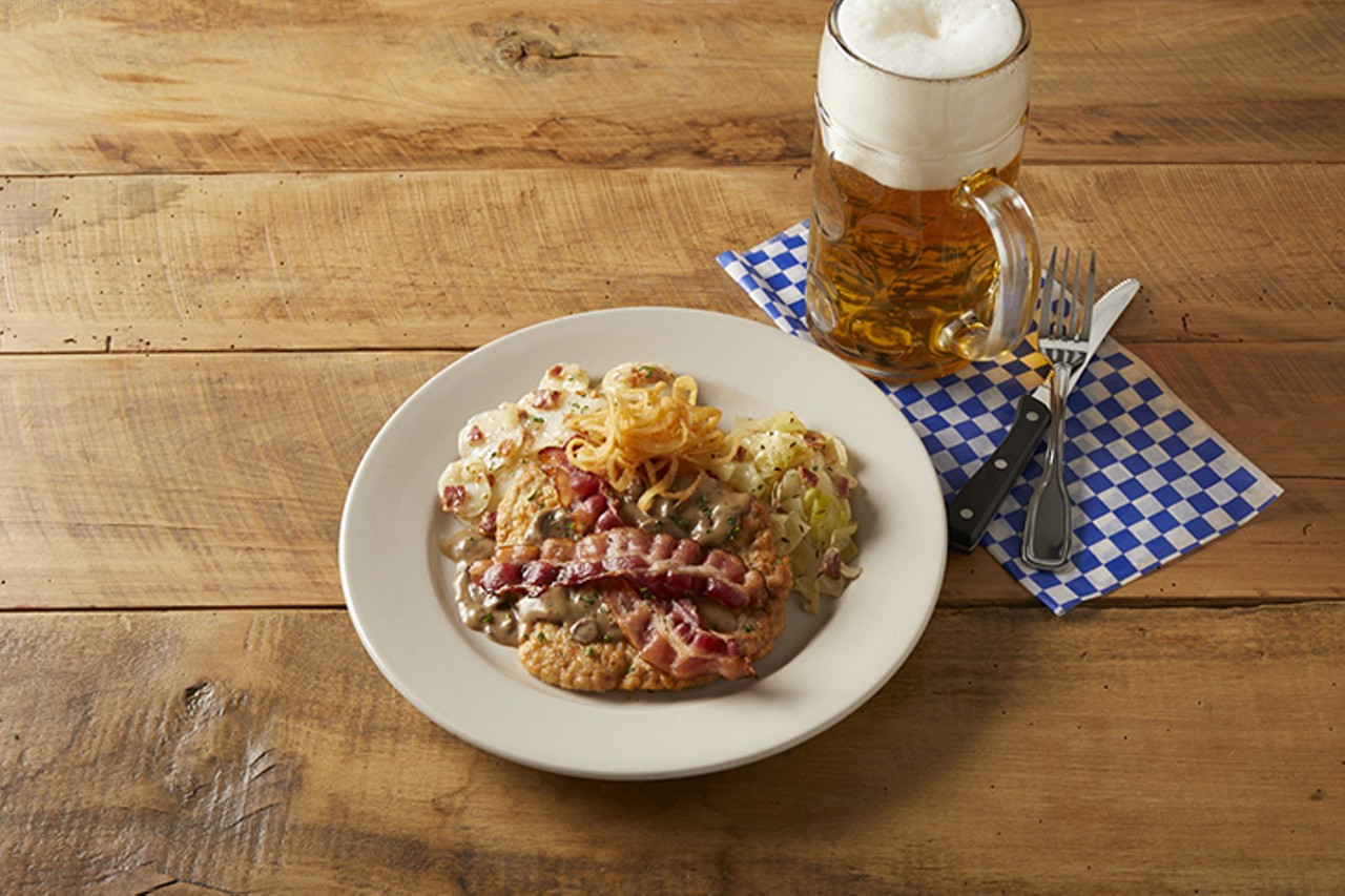 Hofbrauhaus
$26 3-Course Lunch and Dinner // Dine-In Only
Jagerschnitzel: breaded pork cutlet fried crisp and golden brown, topped with a burgundy wine mushroom sauce. Served with German potato salad and fried cabbage (second course option)
Photo: Provided