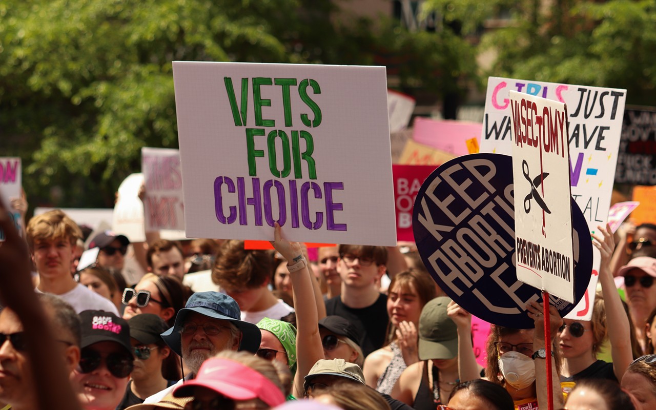 Abortion advocates gather in Cincinnati in May 2022.