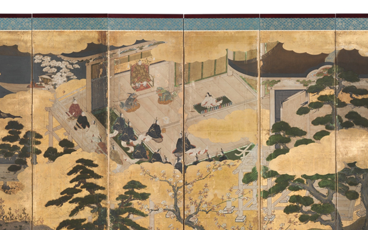 “Presentation of a Prince,” a six-fold screen by Chiyo Mitsuhisa