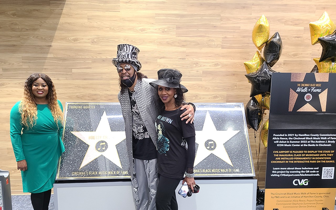 Bootsy Collins (center) is one of the local musicians to be honored with a star on the Cincinnati Black Music Walk of Fame.