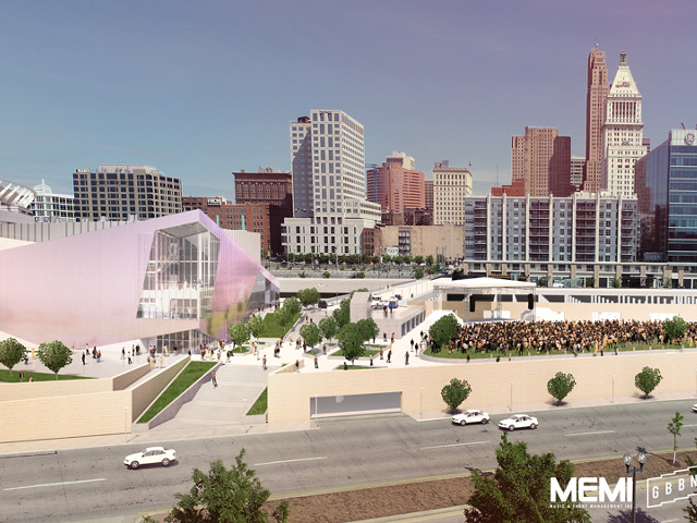 GBBN Architects' rendering for MEMI's forthcoming Cincinnati riverfront concert venue
