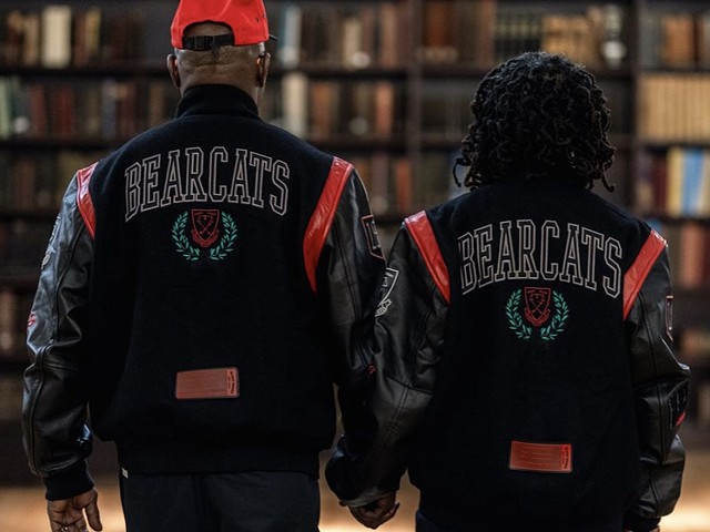 The varsity jackets from the BlaCkOWned™ x UC™ line