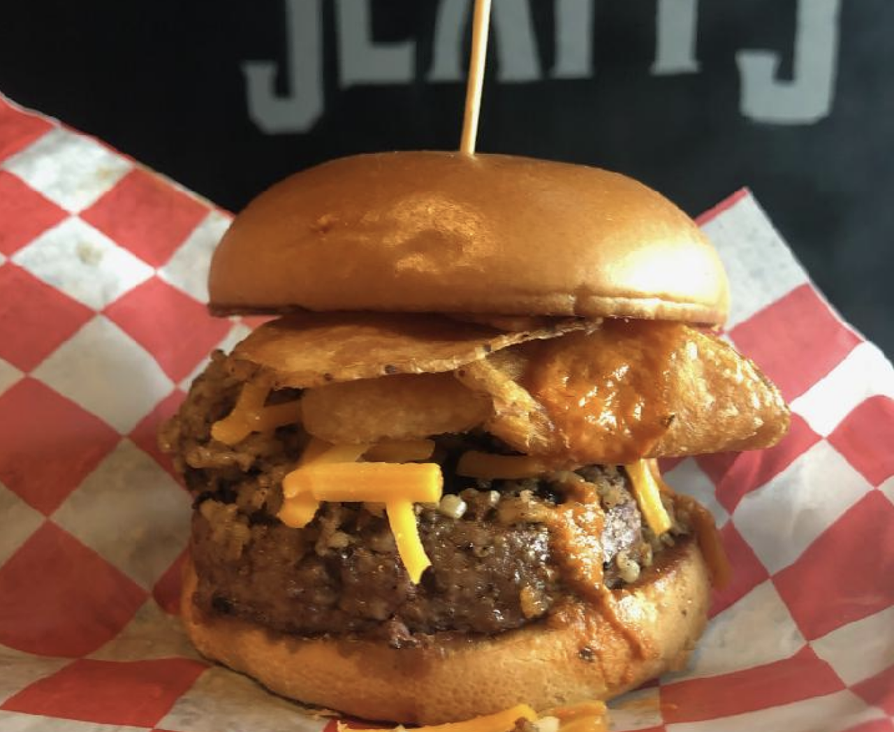 Slatt’s Pub: Exclusively Cincy
4858 Cooper Road, Blue Ash
Half-pound burger on a brioche bun. Topped with homemade goetta and Cincinnati-style chili, finely shredded cheddar cheese, and Grippo's BBQ chips.