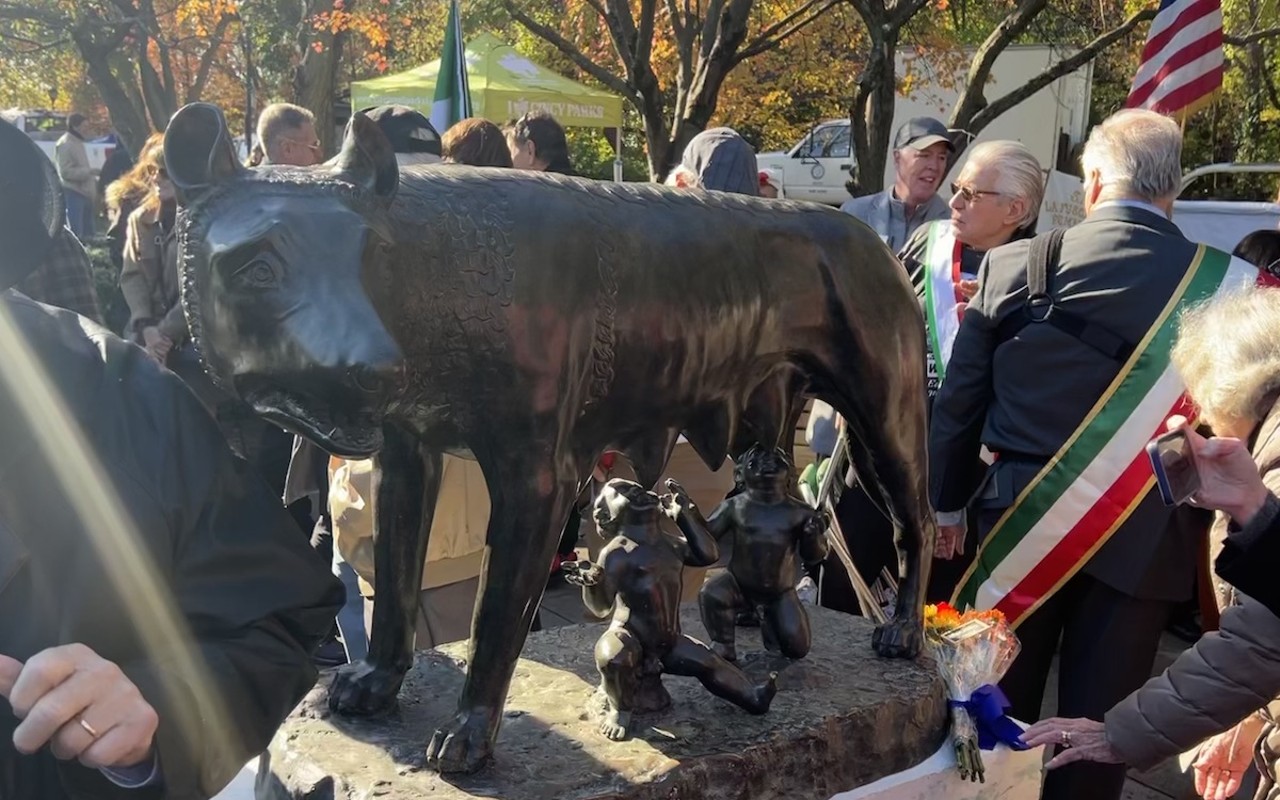 The newly rectified Capitoline Wolf Statue was unveiled in Eden Park on Nov. 3, 2023. The original statue, gifted to Cincinnati by Rome in 1931, was stolen in June of 2022.