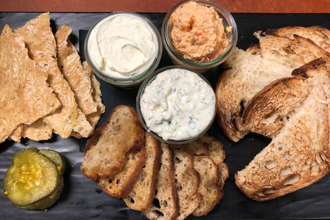 Coppin's at Hotel Covington
638 Madison Ave., Covington
The cheese board at Coppin's expands on the popularity of their pimento spread with a flight of local cheese dips representing different local dairy farms and Kentucky traditions, says chef Mitch Arens. Sixteen Bricks sourdough, salted rye crostini and housemade herb crackers accompany pimento cheese, benedictine and a whipped ricotta. 
Photo: Mitch Arens