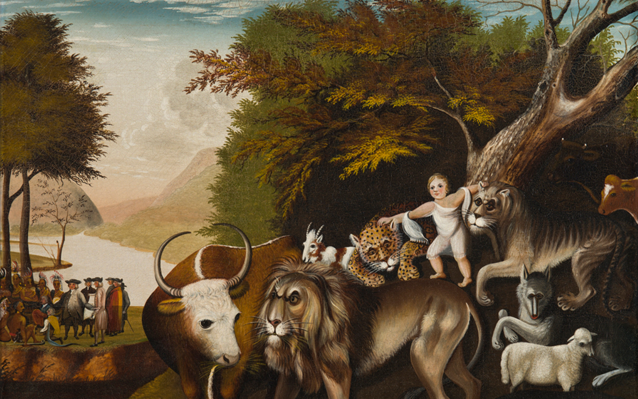 “The Peaceable Kingdom with the Leopard of Serenity,” attributed to Edward Hicks