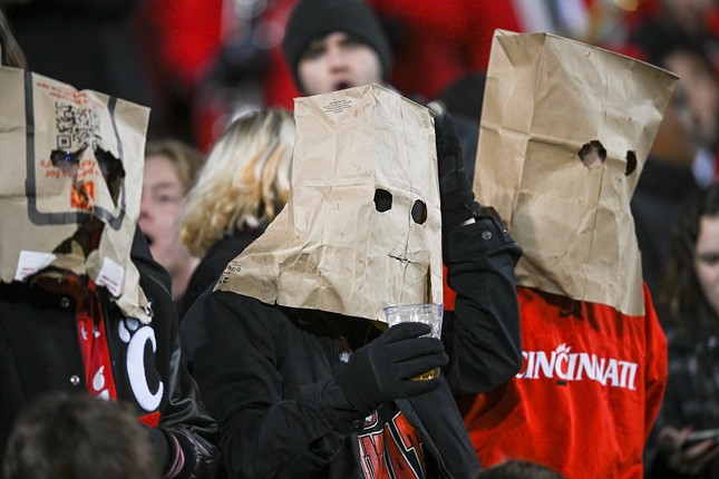 UC fans wear paper bags | Cincinnati Bearcats vs. Kansas Jayhawks | Nov. 25, 2023