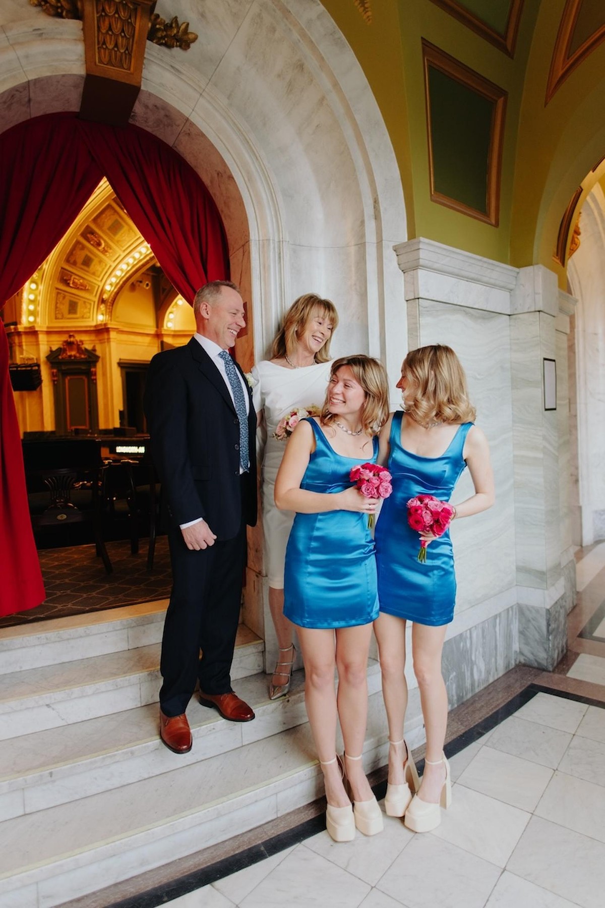 Scott Gaede and Julie Shore with their daughters Rachel and Caroline at their second wedding on Dec. 28.