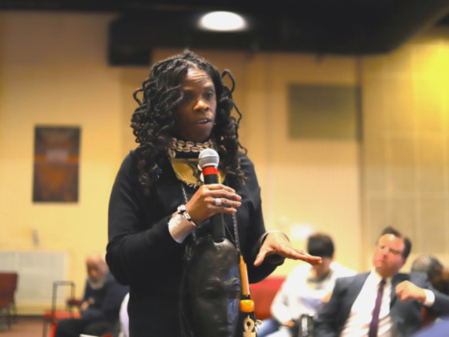 Iris Roley at a February 2018 session on police reform in Roselawn