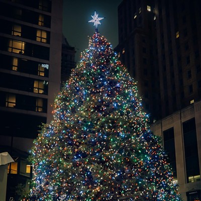 The Christmas tree at Fountain Square