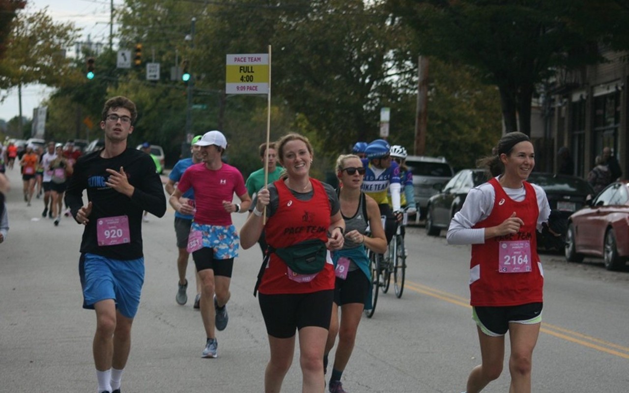 Runners hit the Cincinnati streets during the 2021 Flying Pig Marathon.