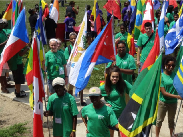 A Juneteenth flags of the African diaspora parade from a previous festival