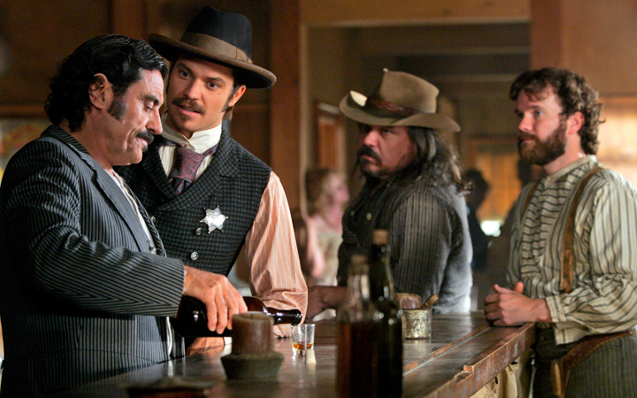 The cast of "Deadwood," with Ian McShane at far left