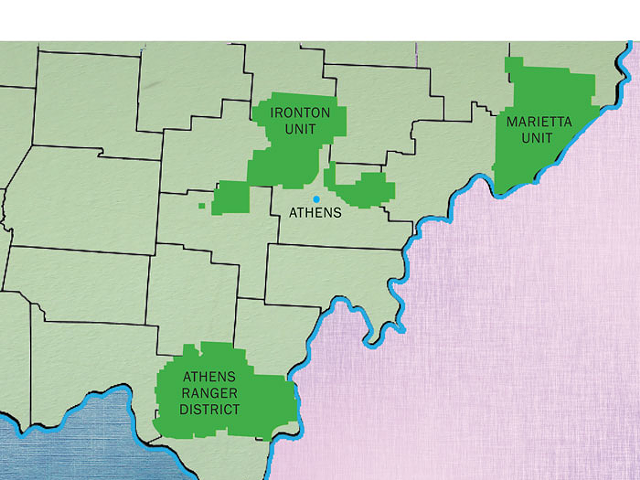 Wayne National Forest in southeastern Ohio is split into three sections. The Marietta Unit is further along in the process that could eventually allow fracking.