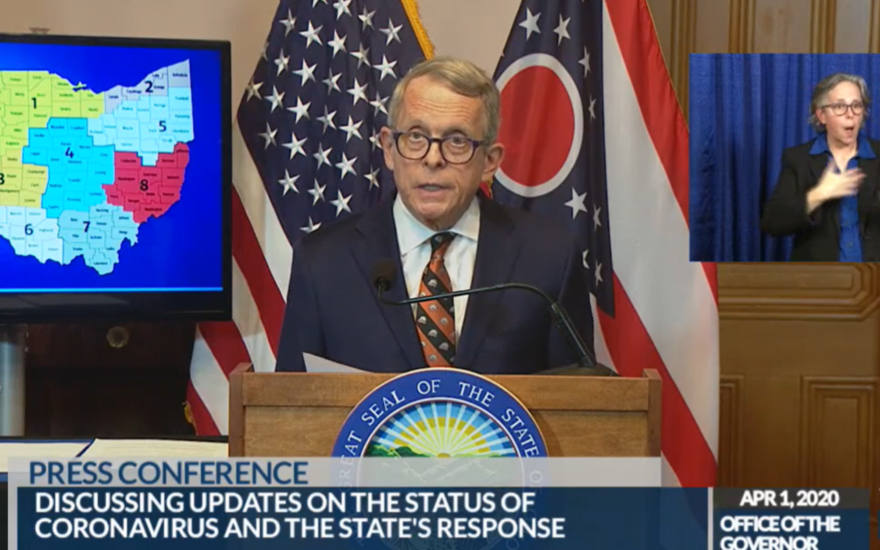 Gov. Mike DeWine is seen during a COVID-19 press conference.