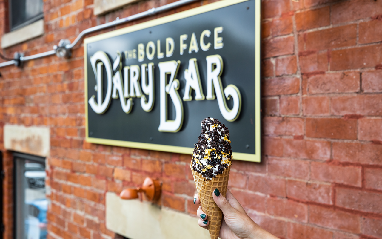 The Bold Face Cone with chocolate sprinkles and real 24 karat gold leaf