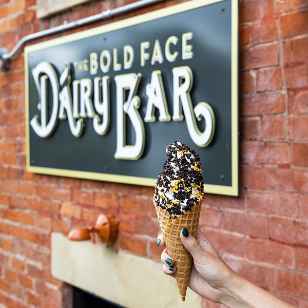 The Bold Face Cone with chocolate sprinkles and real 24 karat gold leaf