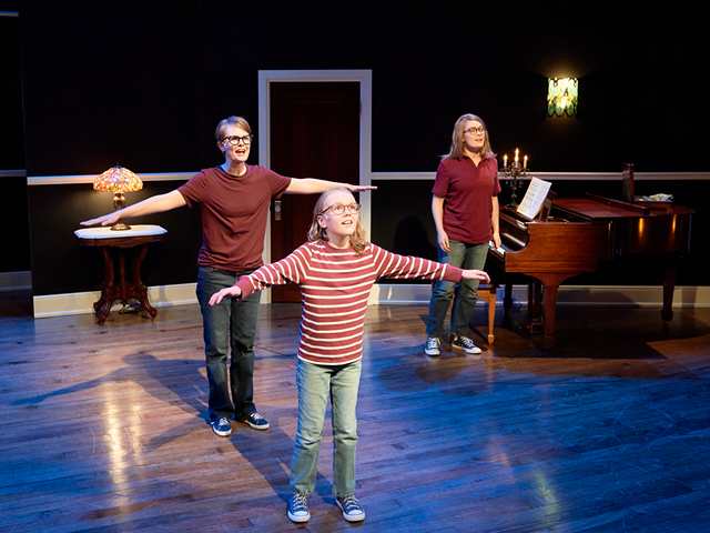 From left, Natalie Bird as Alison, McKenna James Farmer as Young Alison and Emily Fink as Medium Alison