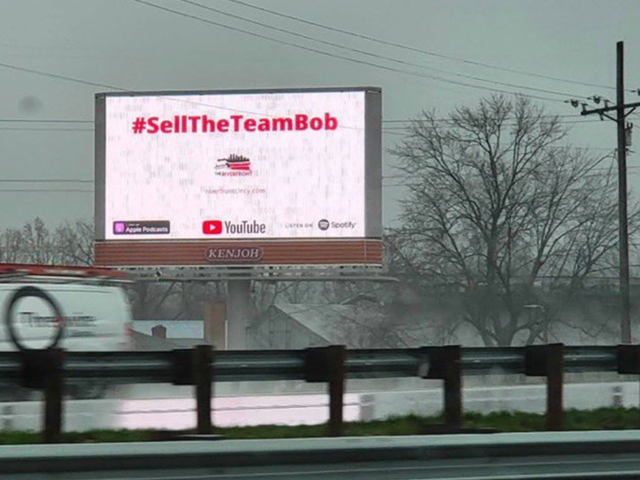 The Riverfront's billboard urging Bob Castellini to sell the Cincinnati Reds went up on I-75 just before 2022's opening day.