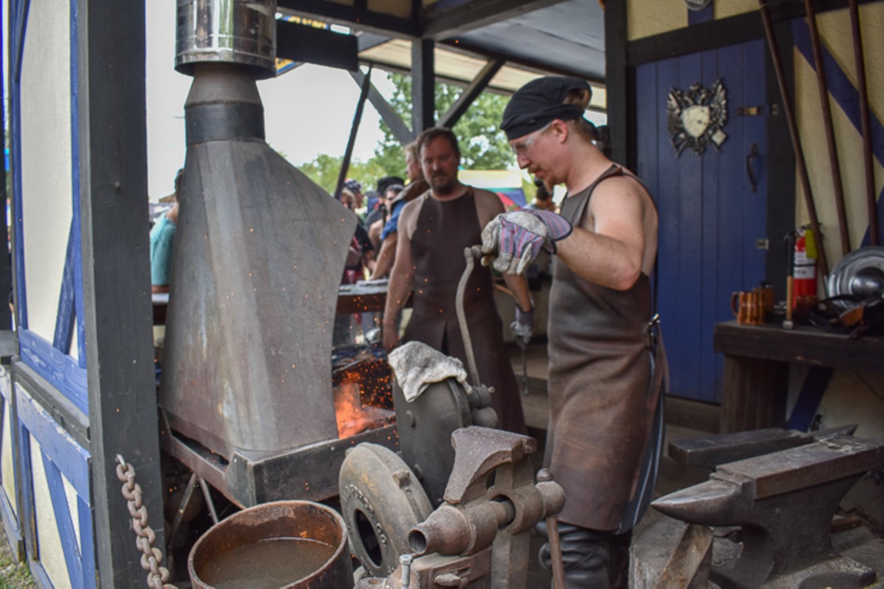 The Renaissance Festival has a blacksmith's shop where festivalgoers can watch these craftsman make swords the old-fashioned way