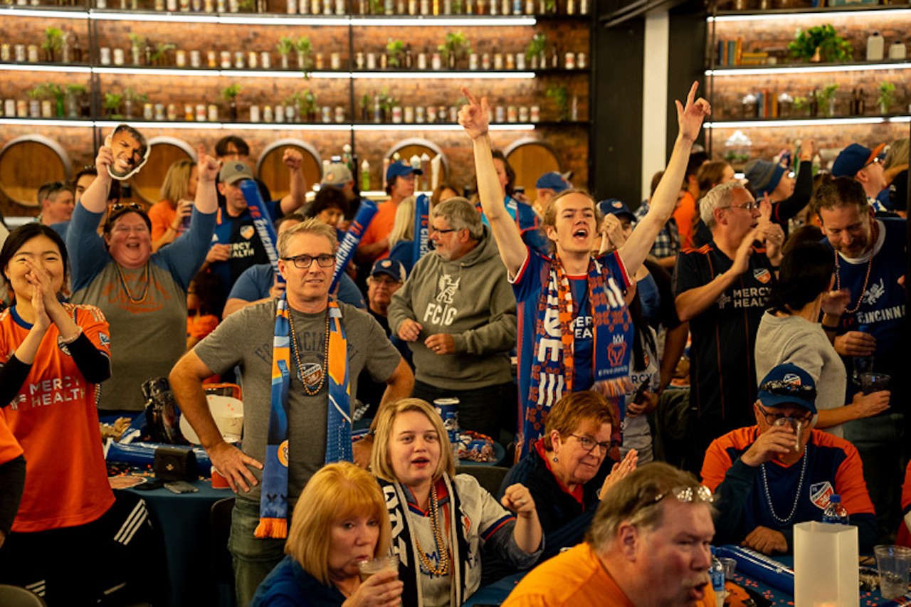 FC Cincinnati holds its first-ever playoff watch party for fans at TQL Stadium as the team takes on the New York Red Bulls on Oct. 15, 2022. FC Cincinnati won 2-1 and advances to the Eastern Conference semi-finals.