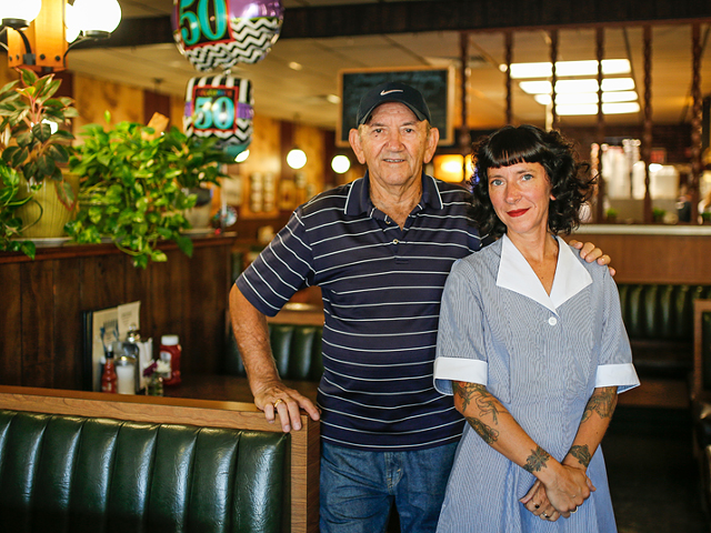 Blue Jay owner Souli Brunson (right) with her father Danny Petropoulos, the diner’s founder
