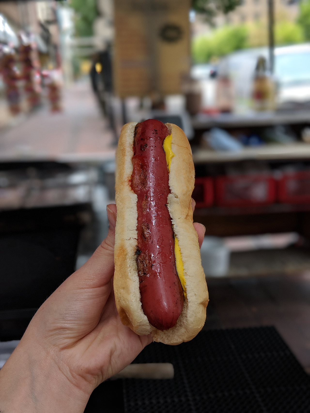 A classic Avril dog with mustard and ketchup. Restaurants ranging from Senate to Zip's to Izzy's use Avril-Bleh meats.