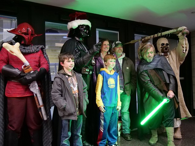 Fluke Skywalker posing for photos at the Cincinnati Cyclones Star Wars night Dec. 16, 2022.