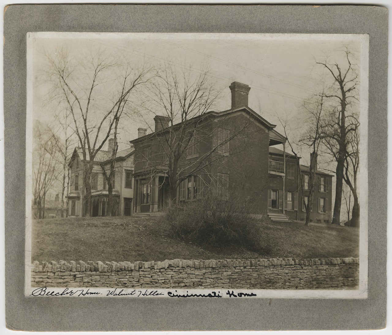 Harriet Beecher Stowe's home, 1900
2950 Gilbert Ave. in Walnut Hills is most notable as being the home of Harriet Beecher Stowe and the Beecher family in the 1830s. It later became a boarding house and then the Edgemont Inn in the 1930s. In the 1940s, the Harriet Beecher Stowe Home Memorial Association raised the money to buy the home and turn it into a museum honoring Harriet Beecher Stowe.
