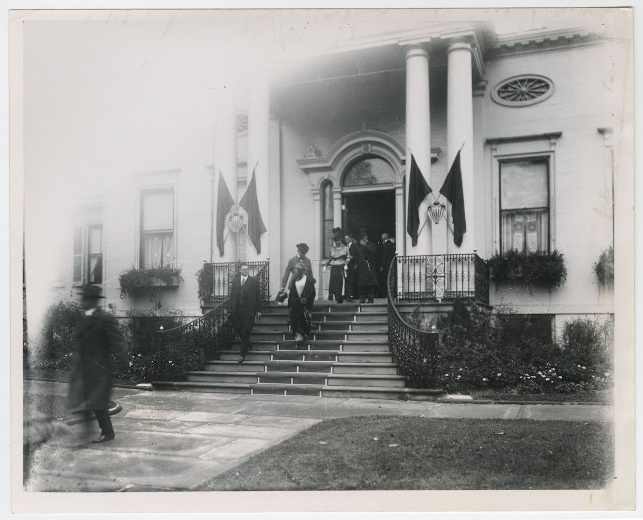People exiting Taft house, now the Taft Museum of Art, date unknown