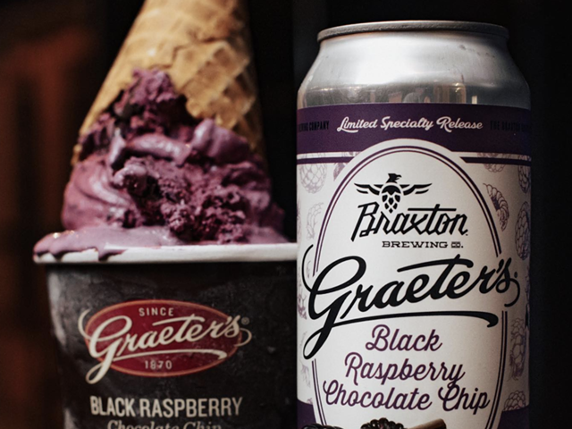 Black Raspberry Chocolate Chip Milk Stout, inspired by Graeter's ice cream and infused with booze.