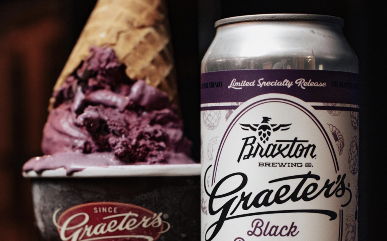 Black Raspberry Chocolate Chip Milk Stout, inspired by Graeter's ice cream and infused with booze.