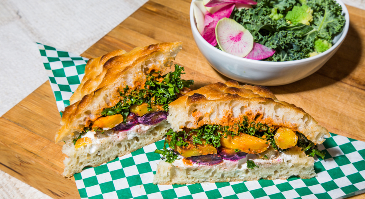 The roasted carrot sandwich is a work of art.