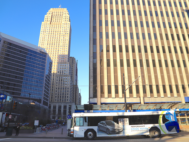 A Metro bus downtown