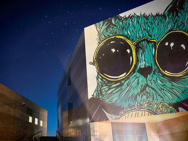 A rendering of Brian Beck's "Taco Cat" mural projection for the Fitton Center’s 50th Hamilton Current Art Exhibition.