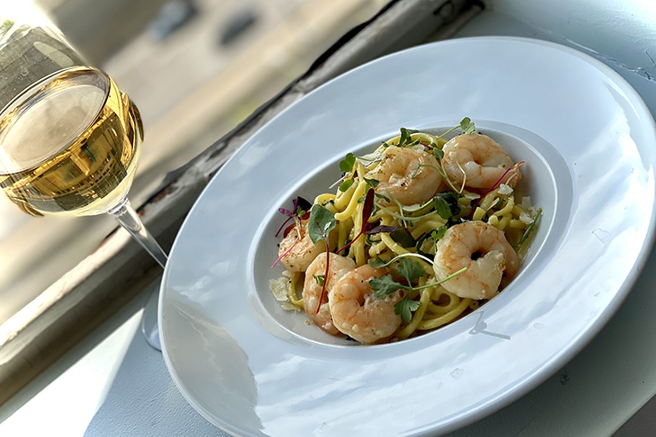 The View at Shires' Garden
309 Vine St., 10th Floor, Downtown
$36 // 3-Course Dinner // Dine-In or Carry-Out
Classic Shrimp Scampi: garlic, arugula, Pinot Grigio Beurre Blanc
Photo: Lisa Colina
