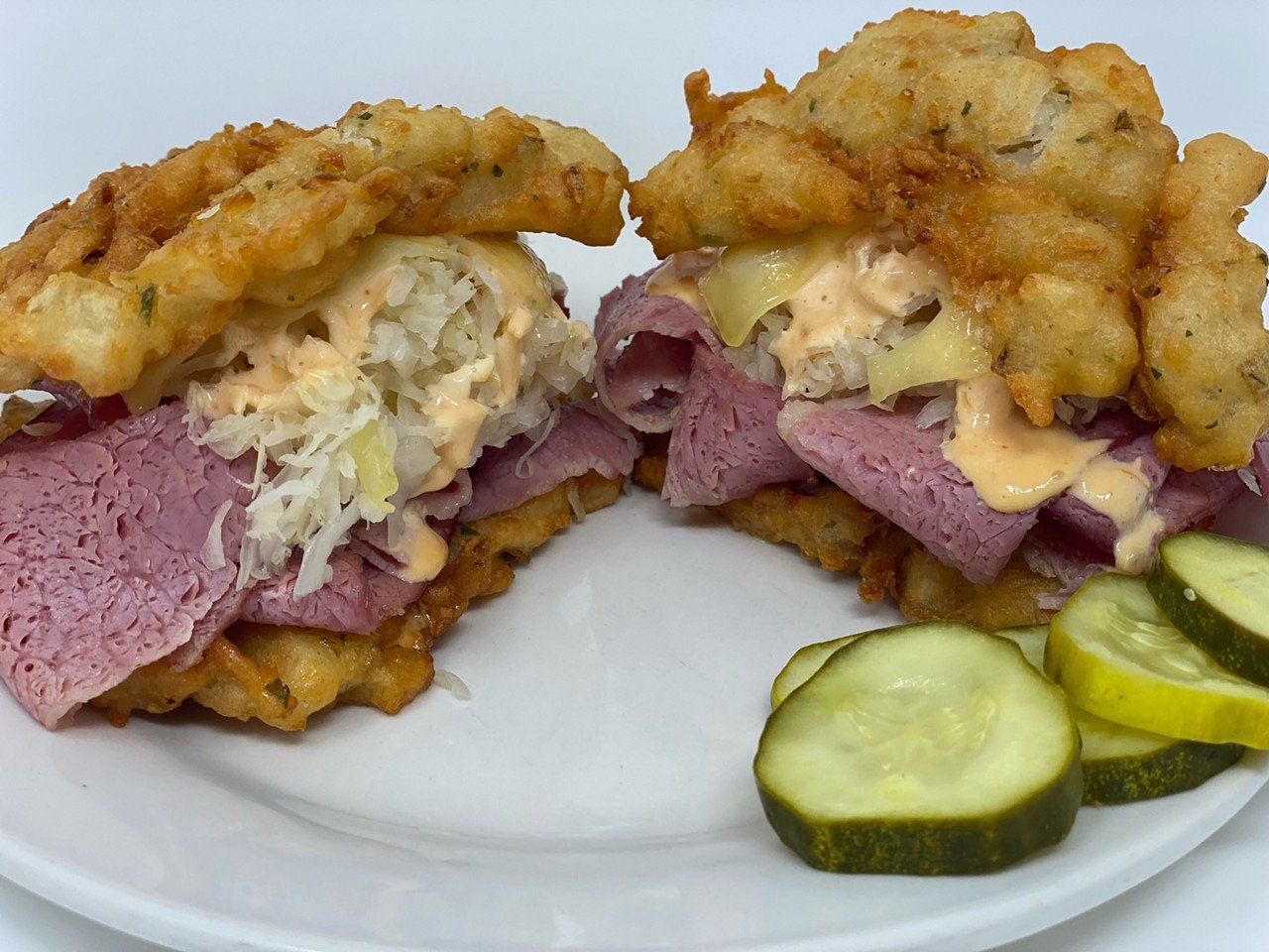 Izzy’s
Multiple locations, including 800 Elm St., Downtown; 5098 Glencrossing Way, Westwood; and 4766 Red Bank Expy., Madisonville
If you’re on the hunt for a good Reuben, Izzy’s claims to have the world’s best. Izzy’s famous corned beef is piled high on rye bread and topped with melted swiss cheese, sauerkraut and secret dressing. The menu also has a variety of other sandwiches, including the now-permanent Codfather fish sandwich. You also won’t want to miss out on the award-winning potato pancakes.