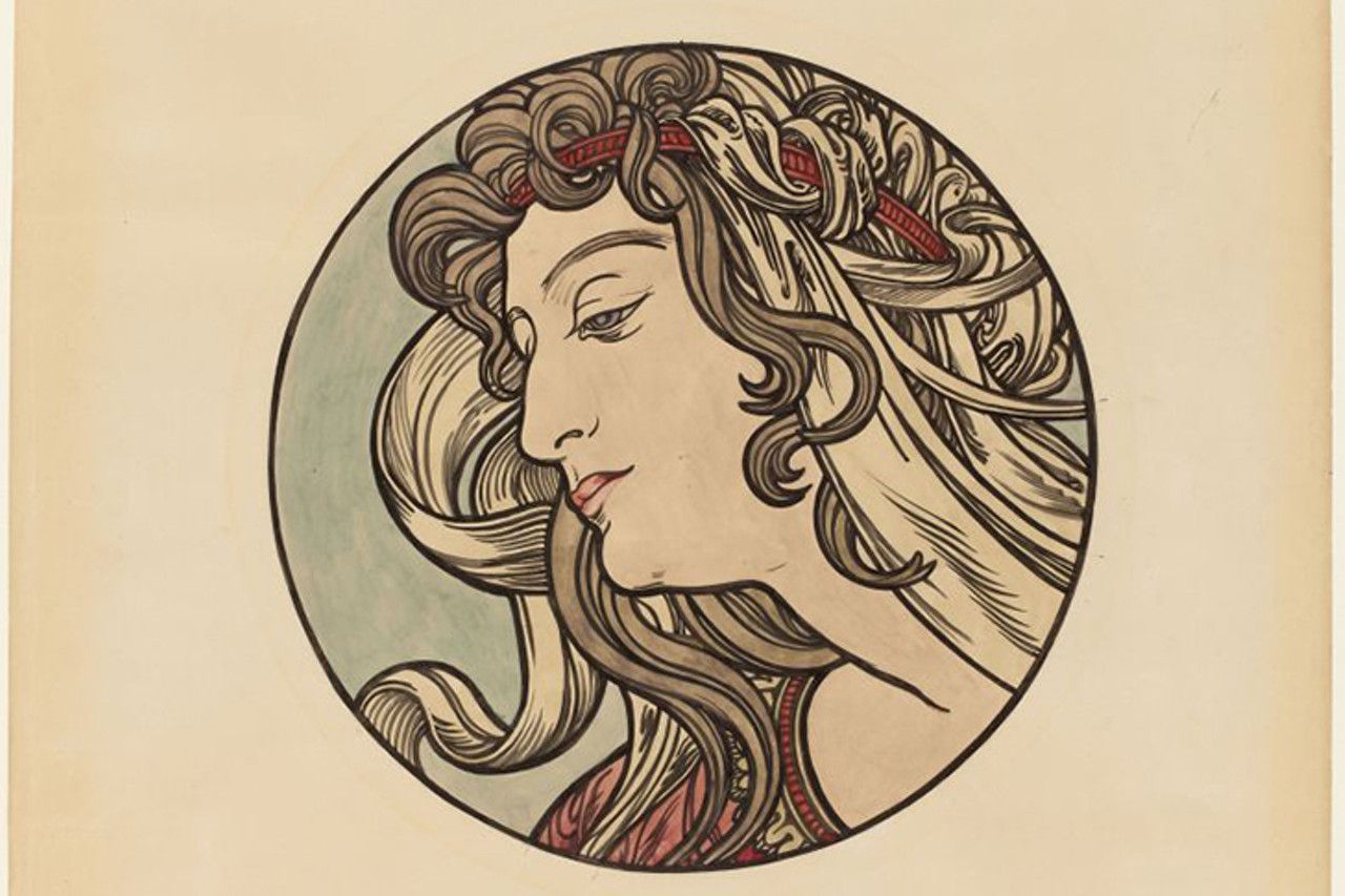Artist: Alfons Mucha. "Study Medallion for the Fa&ccedil;ade of the Fouquet Jewelry Shop," circa 1900.  Pencil, wash and watercolor. Mus&eacute;e Carnavalet, Paris // Mus&eacute;e Carnavalet/Roger-Viollet.