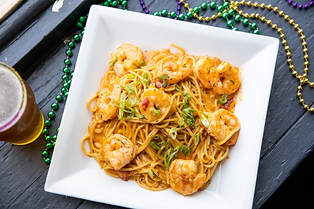 One example of a Creole-influenced dish is the Pasta Monica; it&#146;s inspired by the wildly popular Crawfish Monica from New Orleans Jazz Fest. The plump shrimp are generously coated in a Creole cream sauce, which manages to pack a major flavor punch without burning one&#146;s tongue off. This spring, Brink Brewing Co. made a limited-run King Cake beer &#151; a good accompaniment to the pasta, served in a glass with a brightly-colored sugar rim.