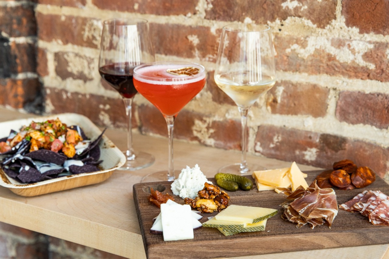 Spread of drinks and foods available at Ripple Wine Bar
